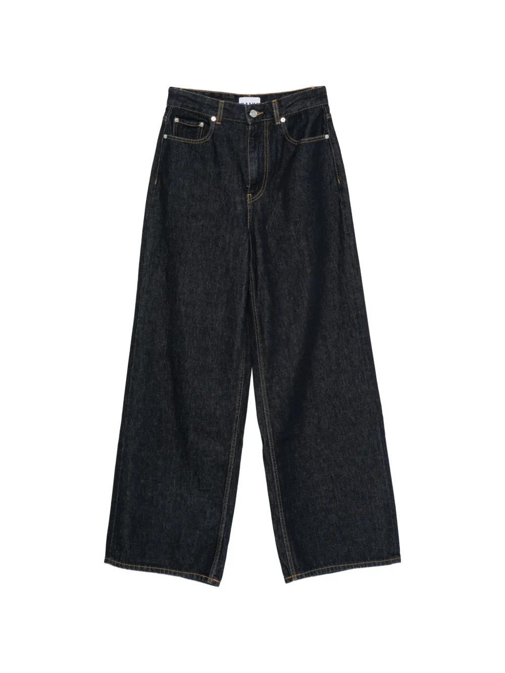 GANNI Jeans met logopatch Blauw