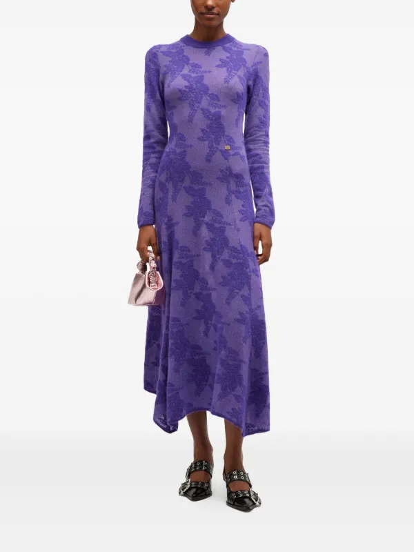ganni floral silk dress Ganni Floral Satin Maxi Dress