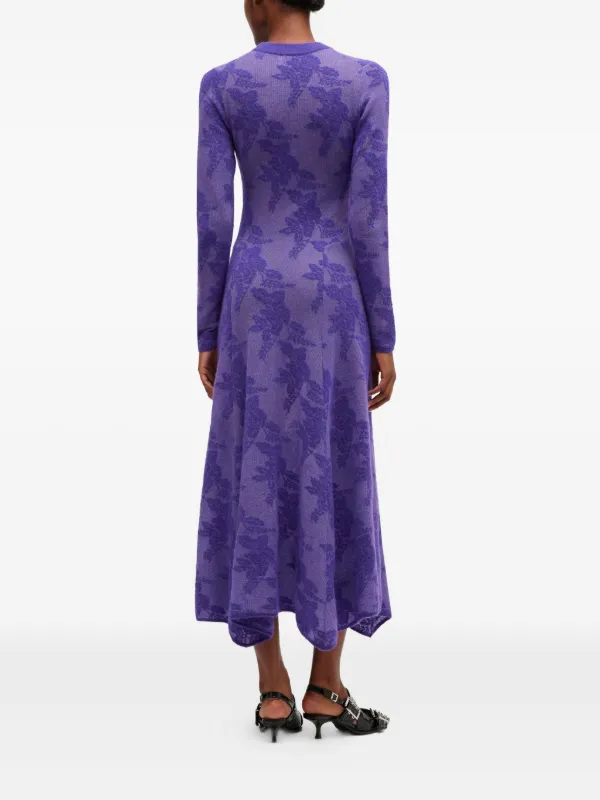 GANNI Purple Sheer Flower Dress - Size XXS