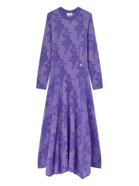 GANNI purple sheer flower dress