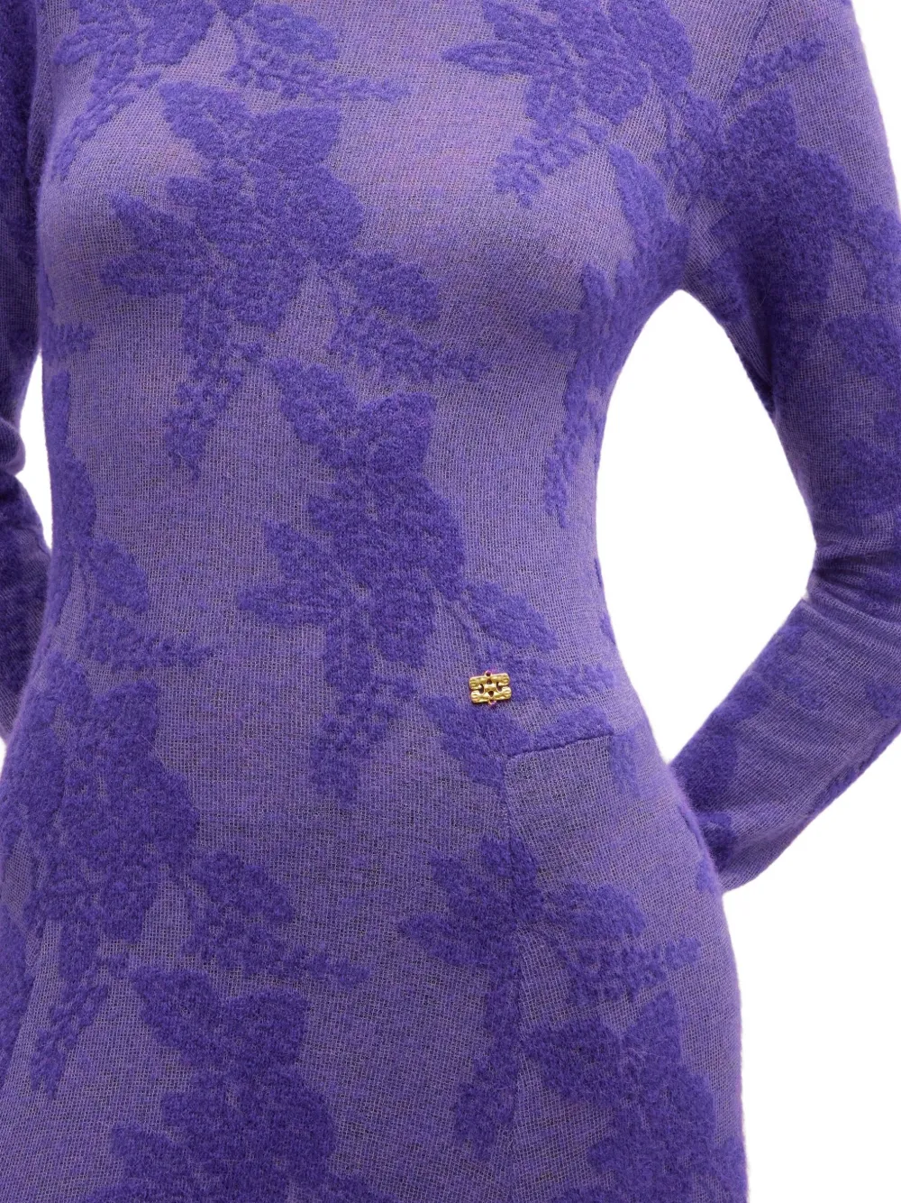 Ganni Floral Midi Dress In Blue