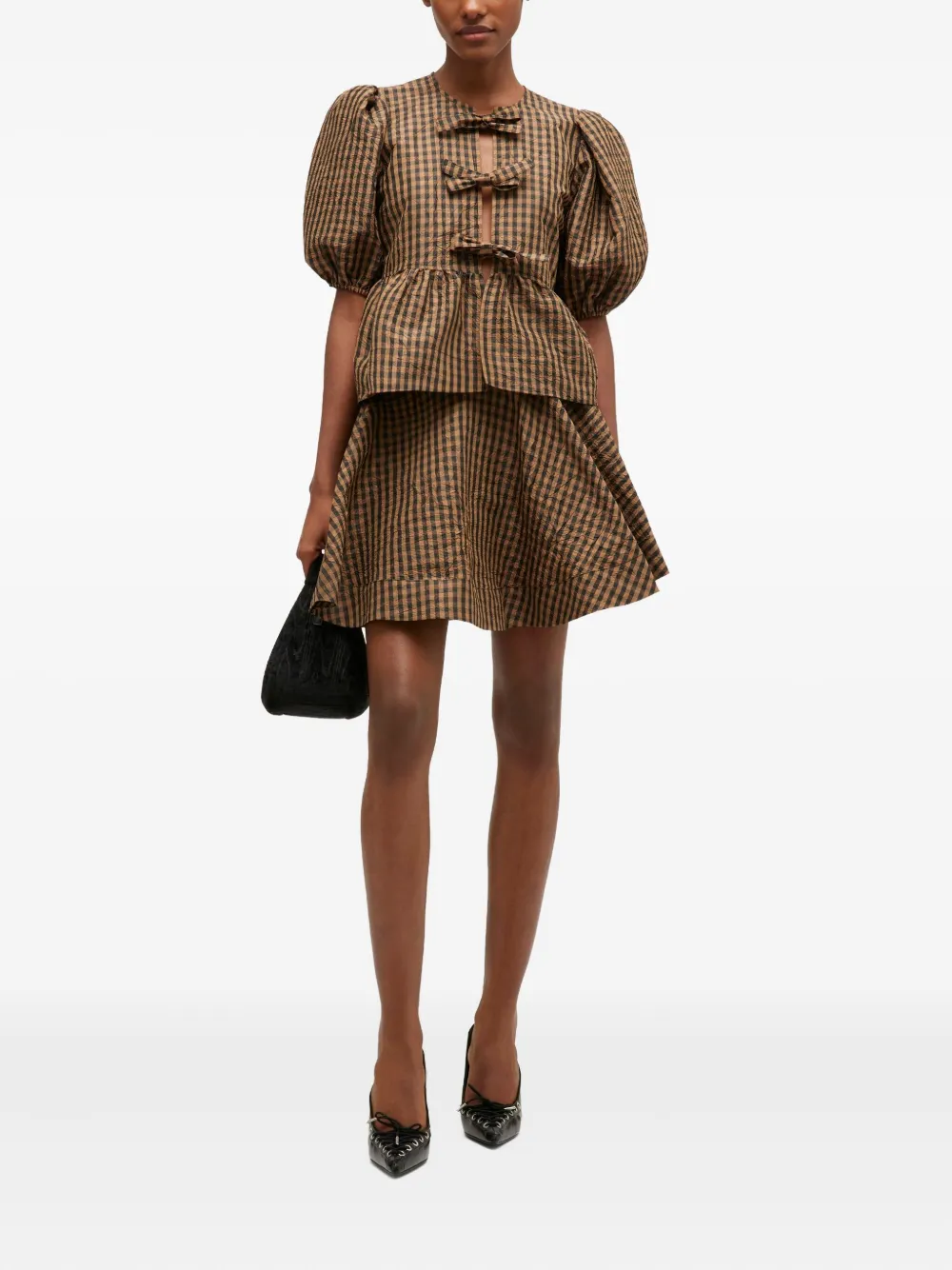 GANNI Rok met gingham-ruit - Bruin