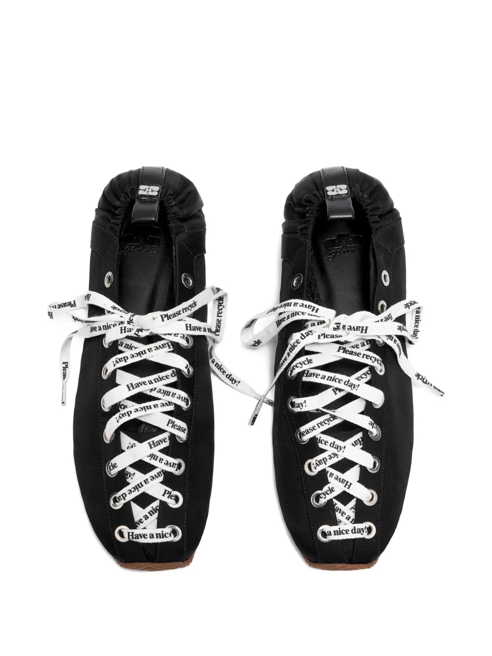 Ganni Lace-up Ballet Flats In Multi