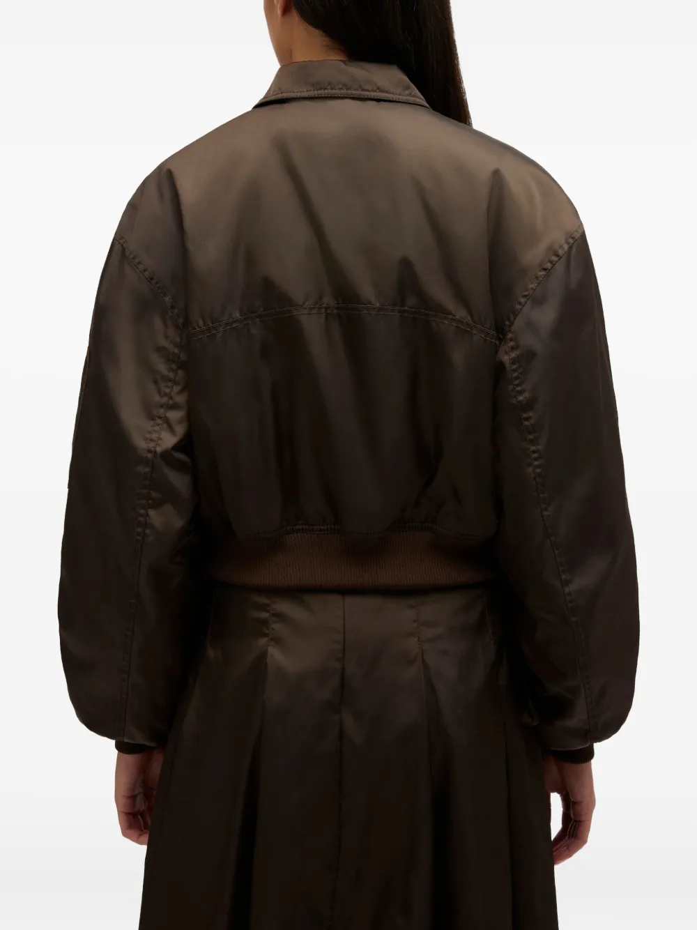 Ruffled-Detail Bomber Jacket