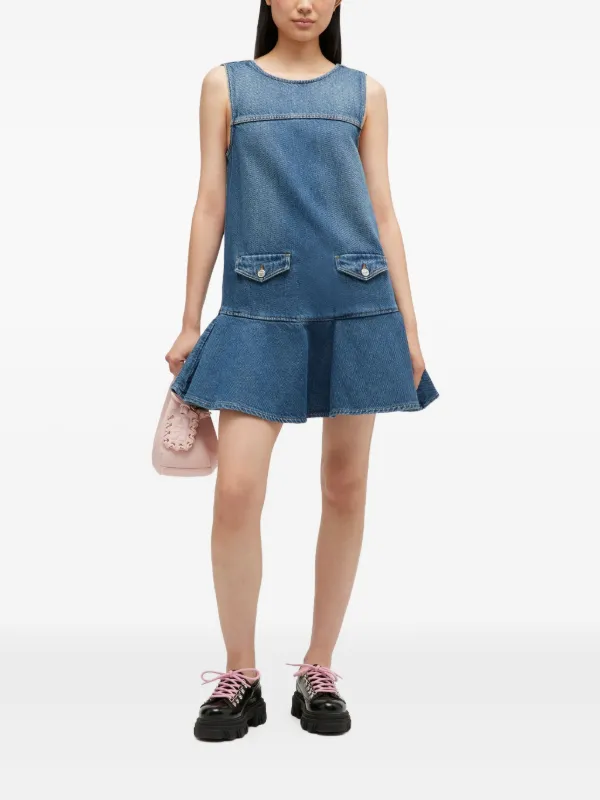 ganni blue mini dress Pocket Ruffled | Wrap dress