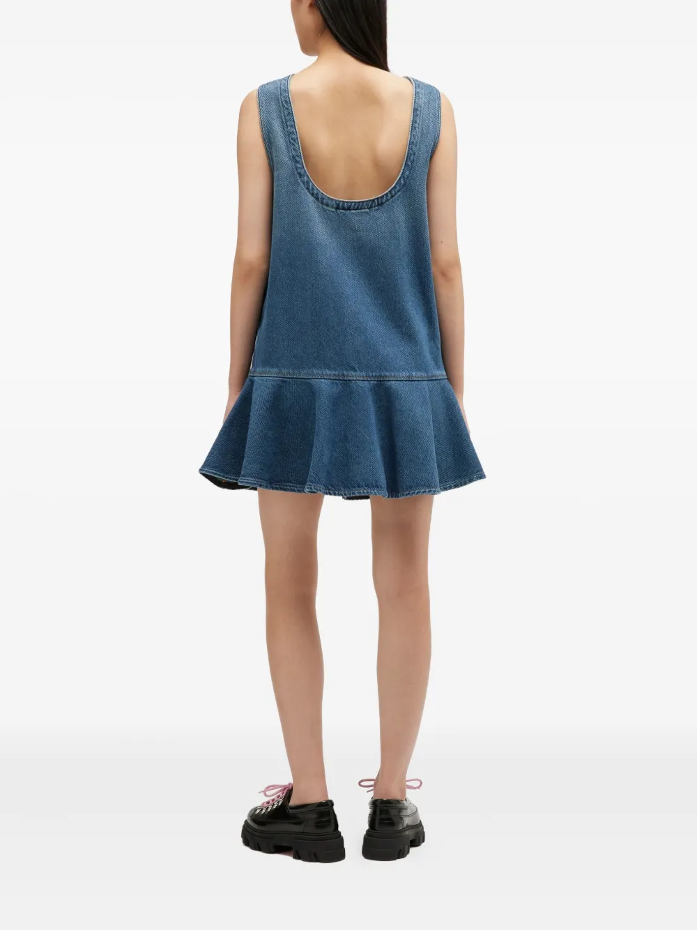  Ganni Pocket Ruffled Mini Dress - Blue 