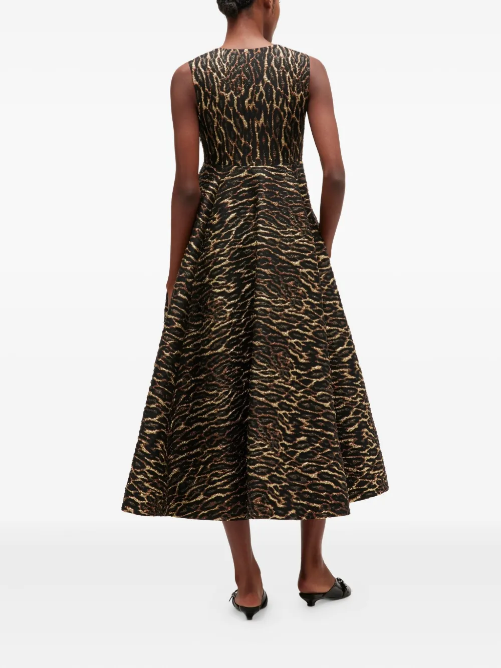 Ganni V-neck Animal-print Midi Dress In Animal Print