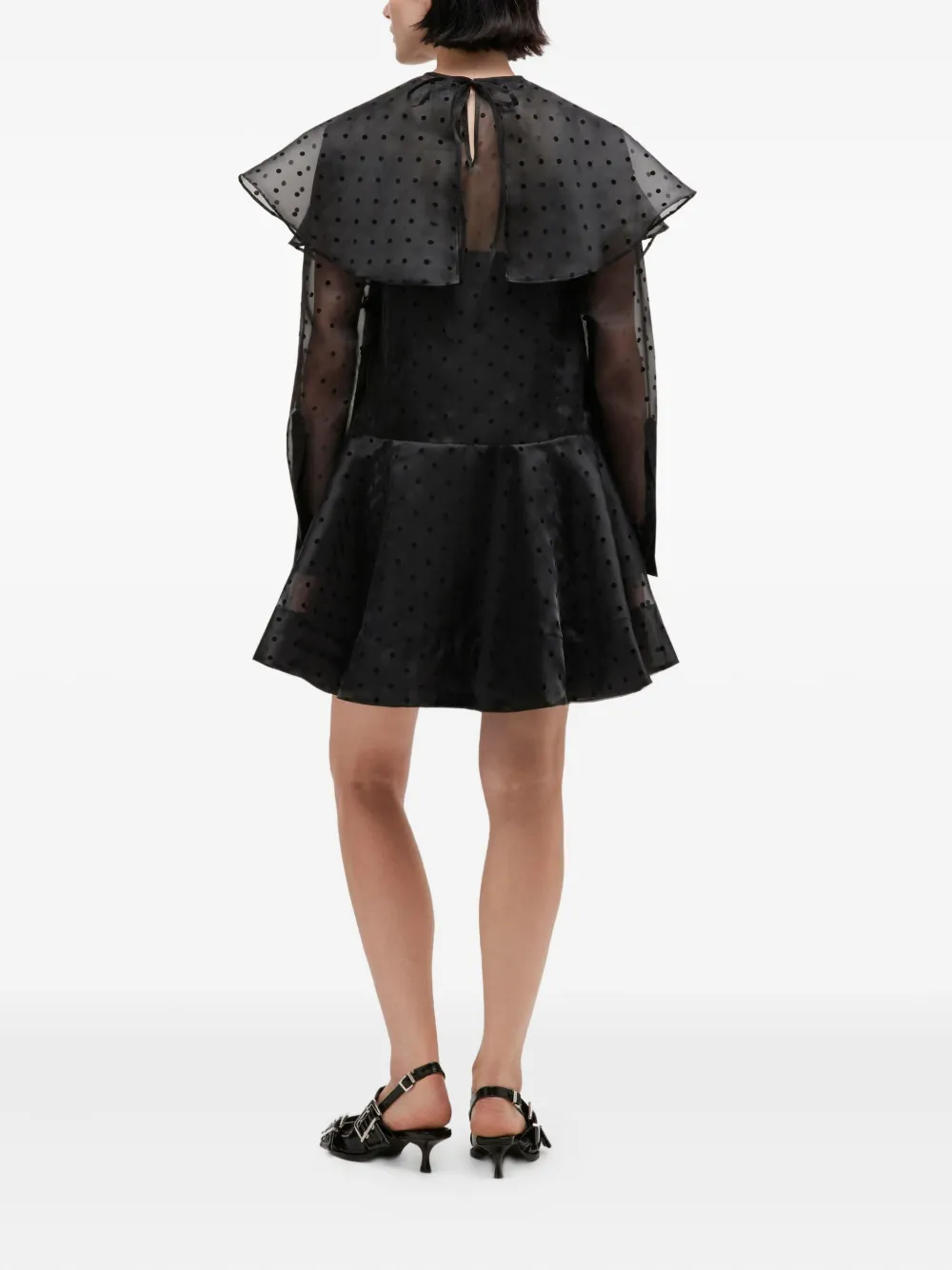 GANNI Organza jurk met ronde kraag Zwart