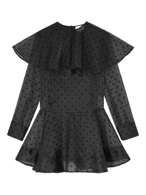 knee length dresses for ladies Ganni Polka Dot Denim Mini Dress  BLU'S
