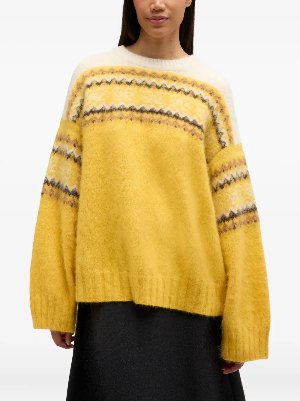 Ganni Patterned Sweater In Yellow