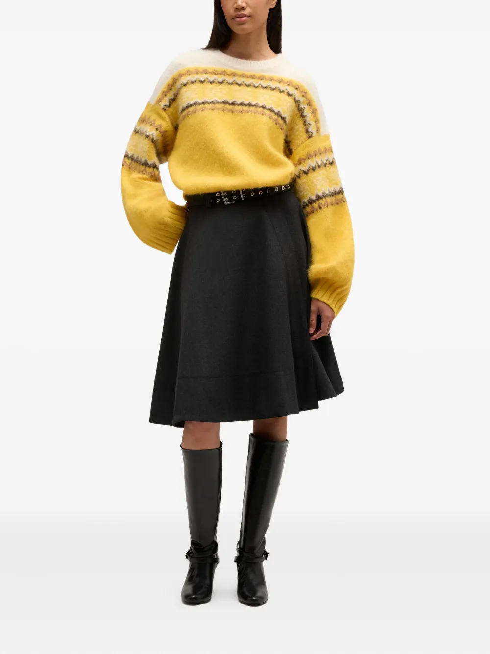 Ganni Patterned Sweater In Yellow