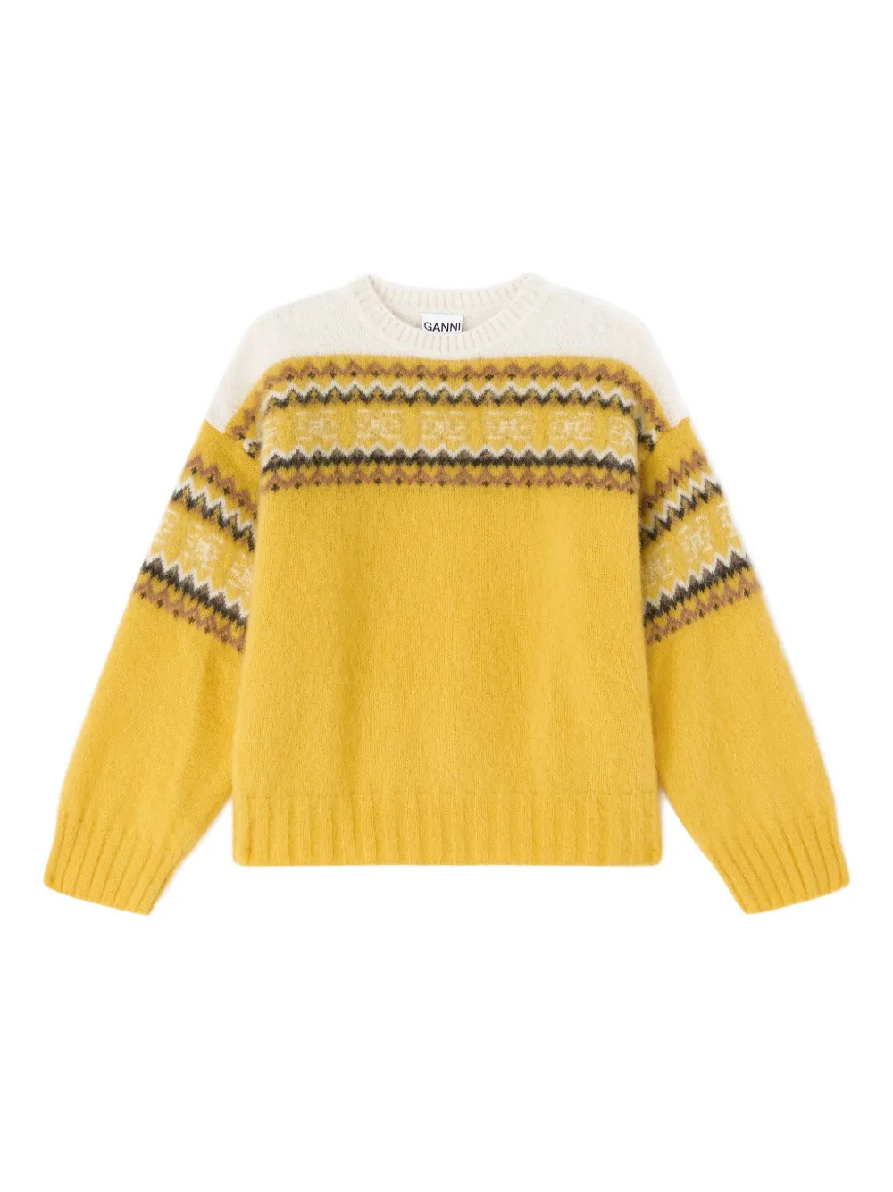 Ganni Patterned Sweater In Yellow