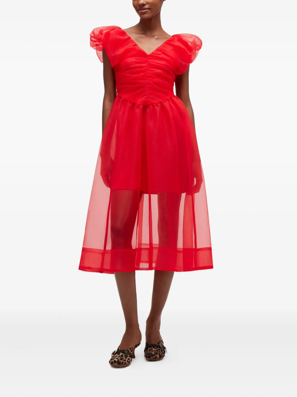 GANNI Mini-jurk met V-hals - Rood