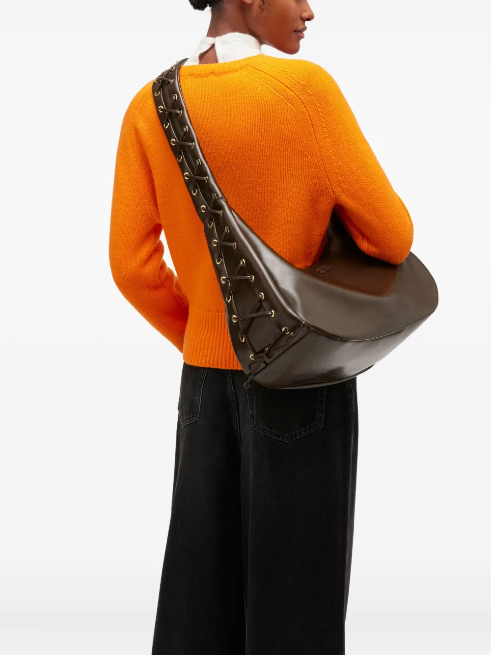 GANNI Schoudertas met bedel - Bruin