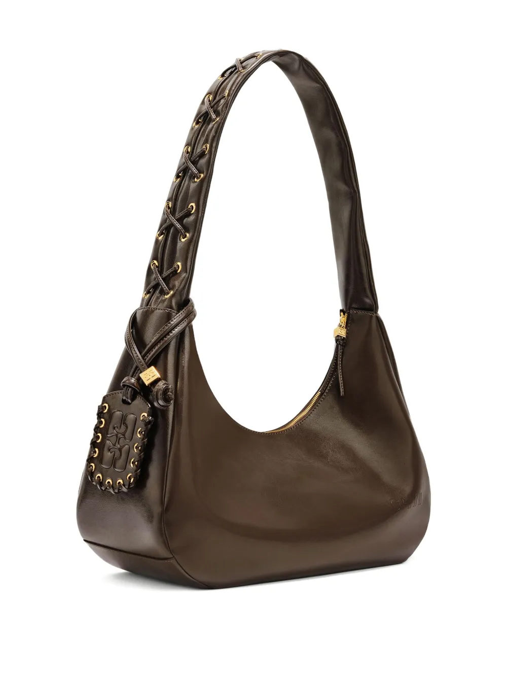 GANNI Schoudertas met bedel Bruin