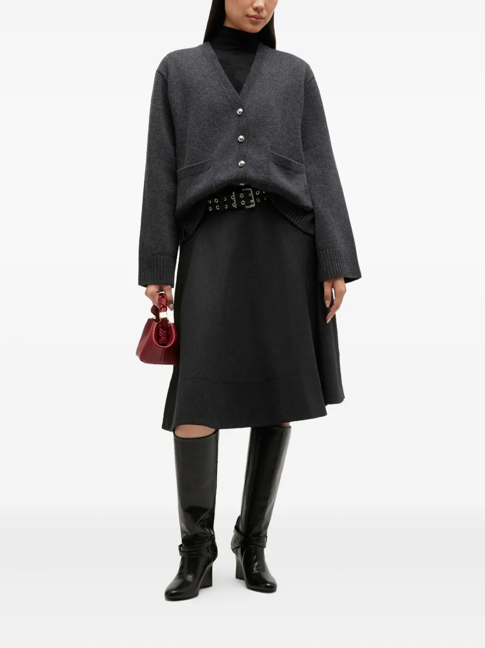 GANNI Midi-rok met A-lijn - Grijs