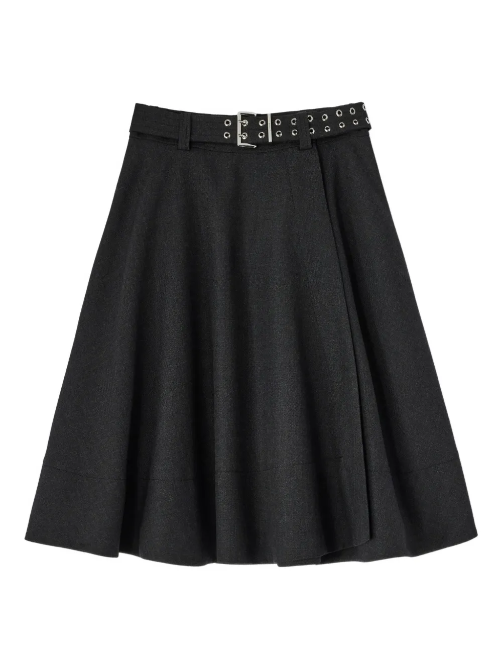 Ganni A-line Belted Midi Skirt In Black