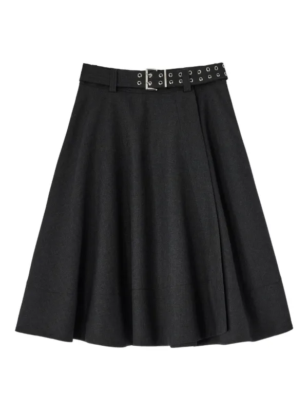 Ganni Wool Suiting Wrap Skirt in Grey