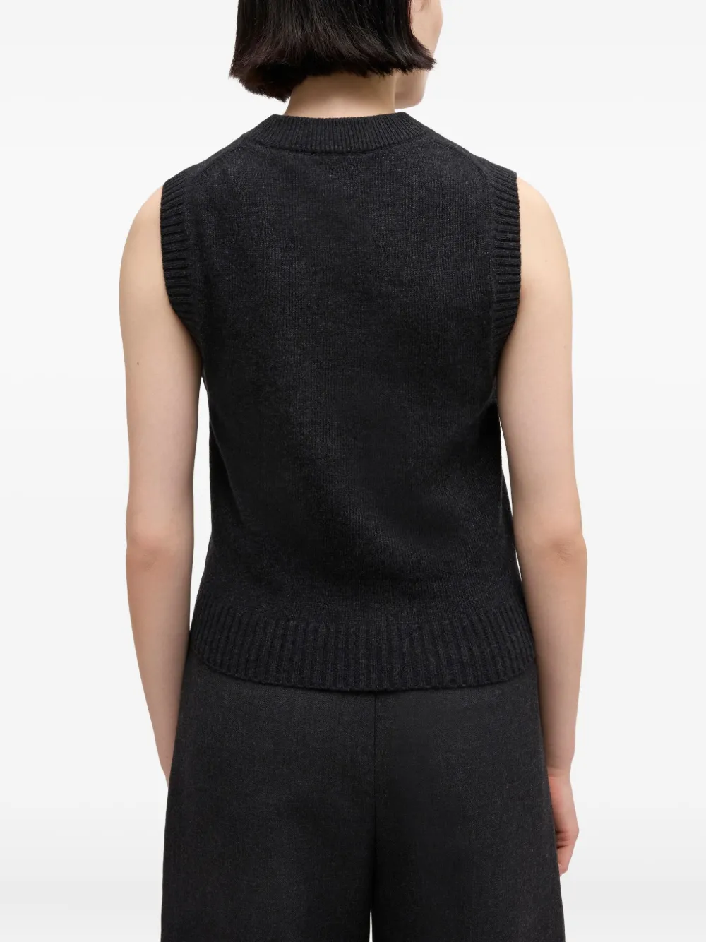 Ganni Graphic Knitted Vest In Black