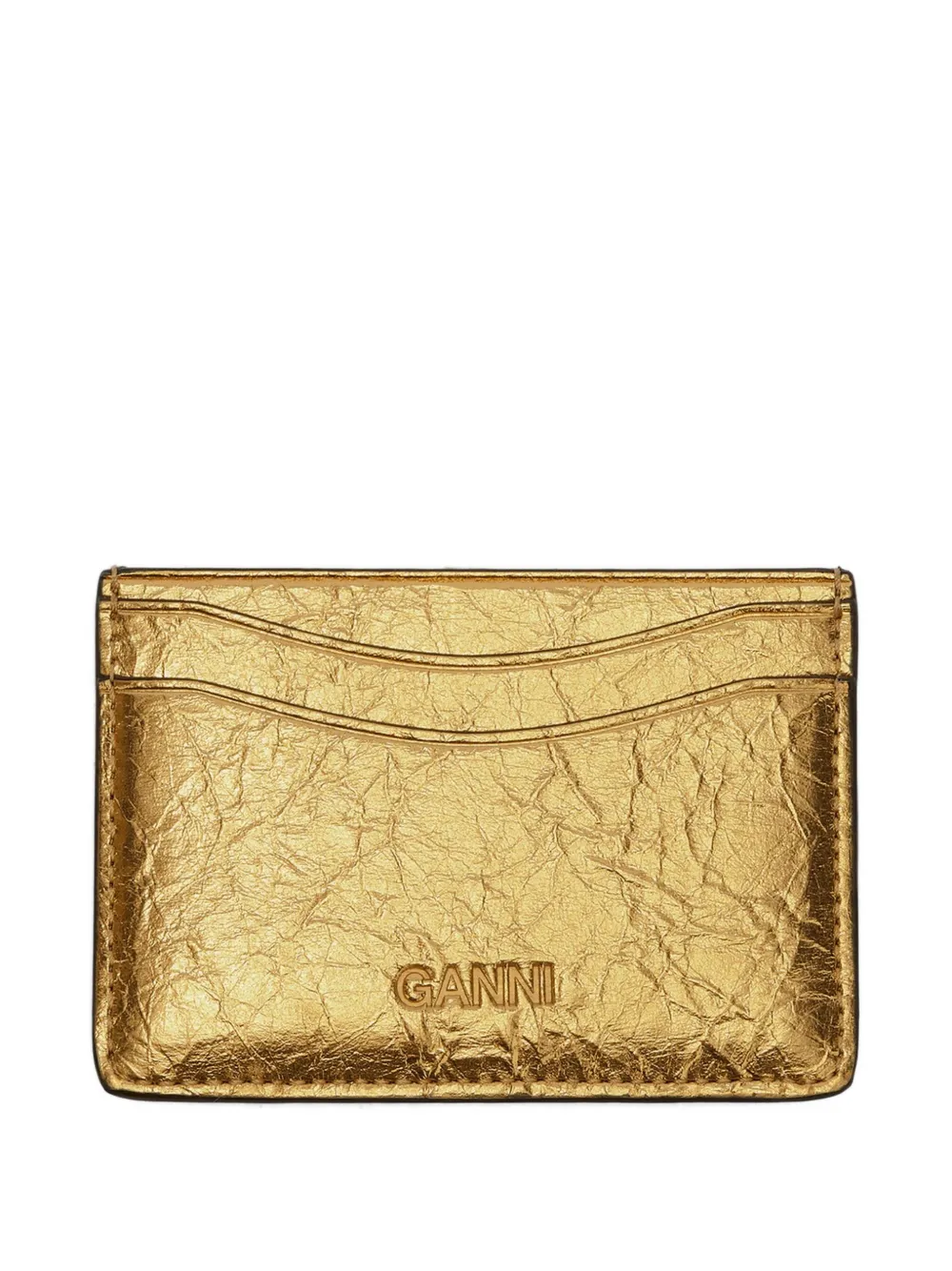 Ganni Logo Cardholder In Gold