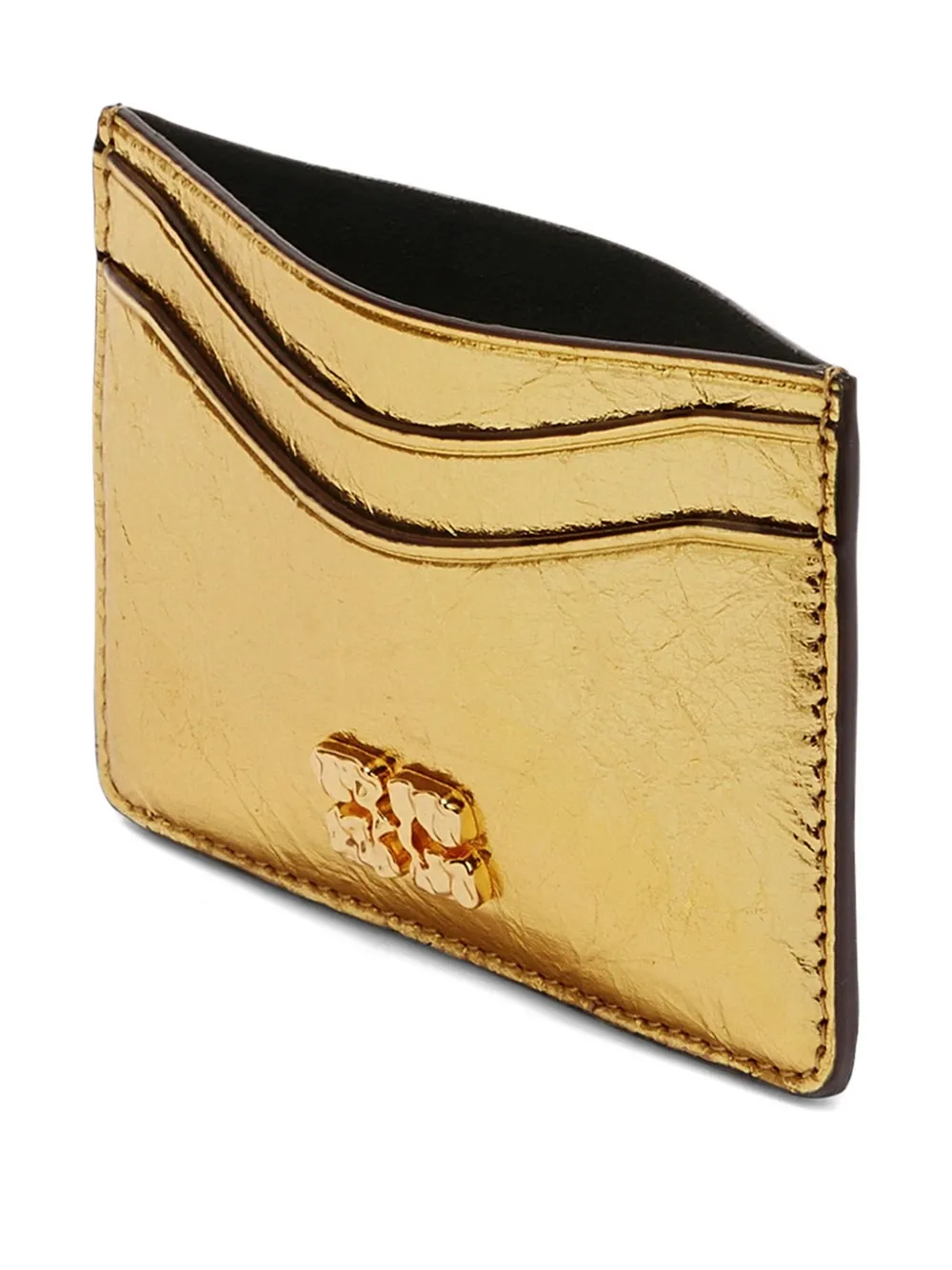 Ganni Logo Cardholder In Gold