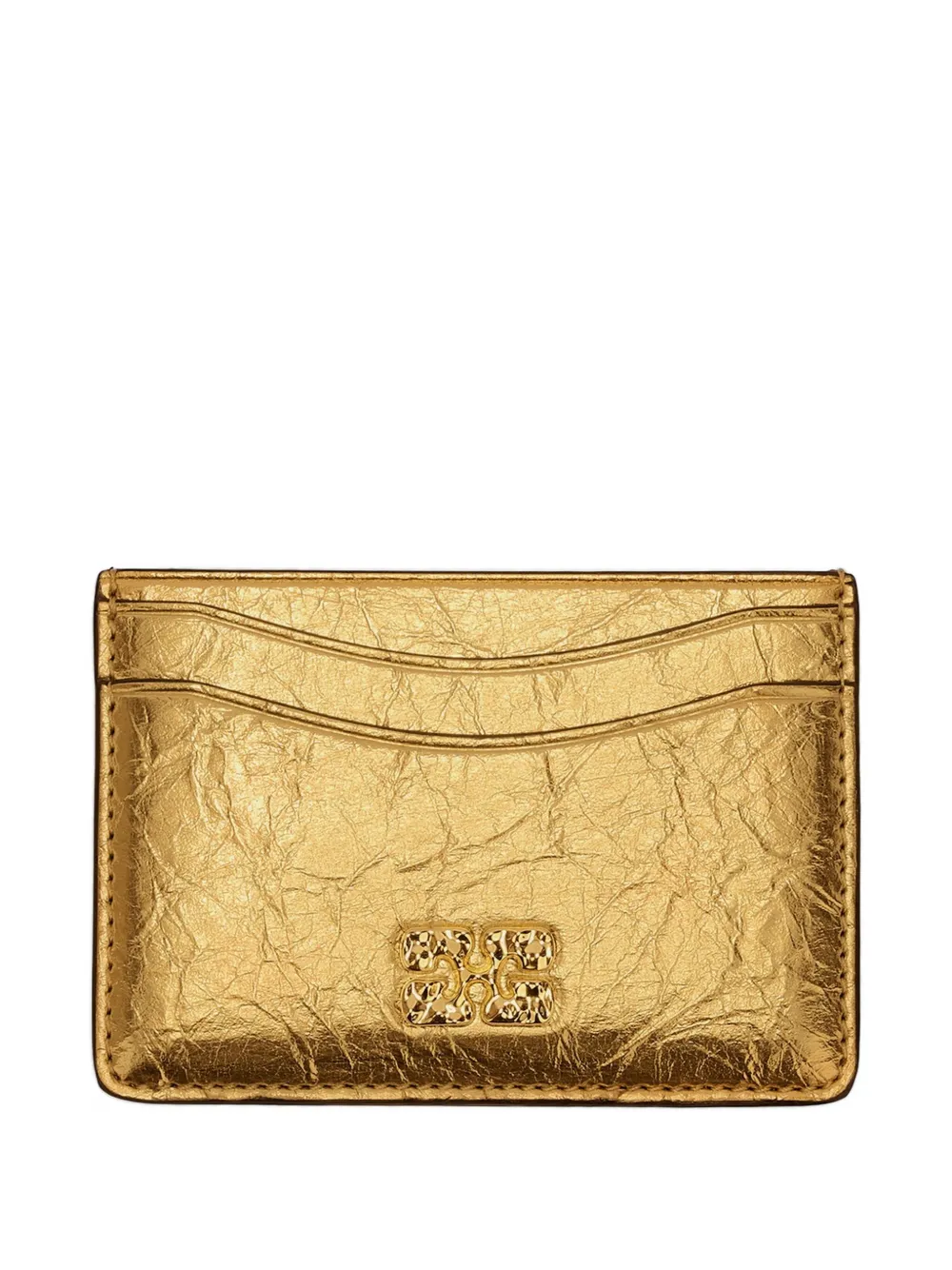 Ganni Logo Cardholder In Gold