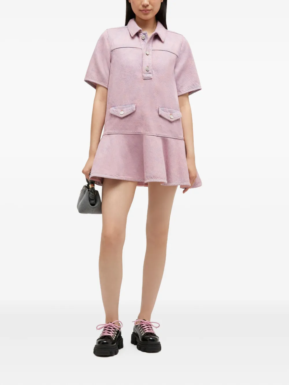 GANNI Denim mini-jurk Roze