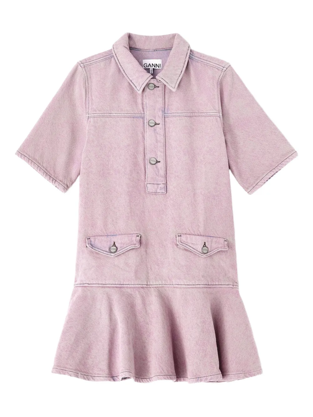 GANNI Abito corto denim - Rosa