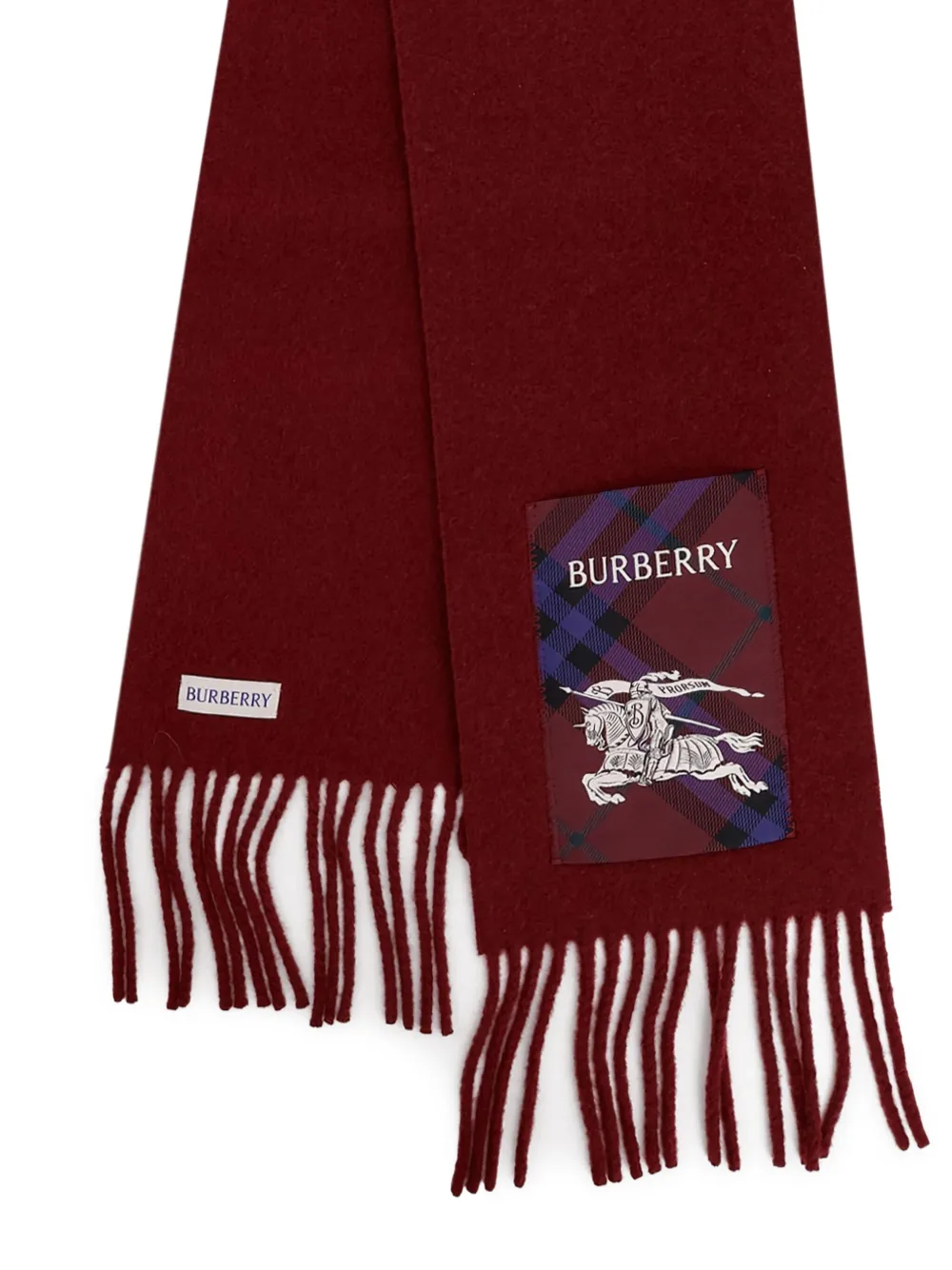 Burberry fringed logo-patch scarf - Rood