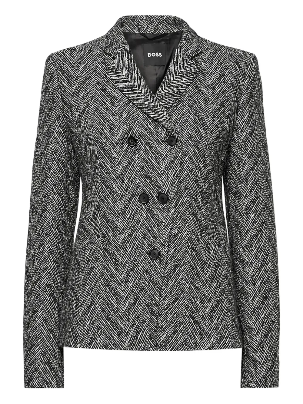 BOSS double-breasted herringbone-pattern jacket | Grey | Image 1