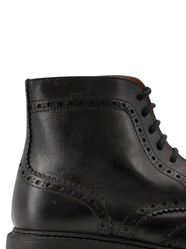 Doucal\'s Black Textured Leather Wingtip Slip-Ons Amazon.com | Doucals Men main image 4