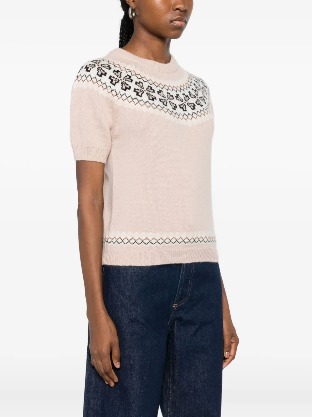 Frame Short-sleeve Sweater In Neutral