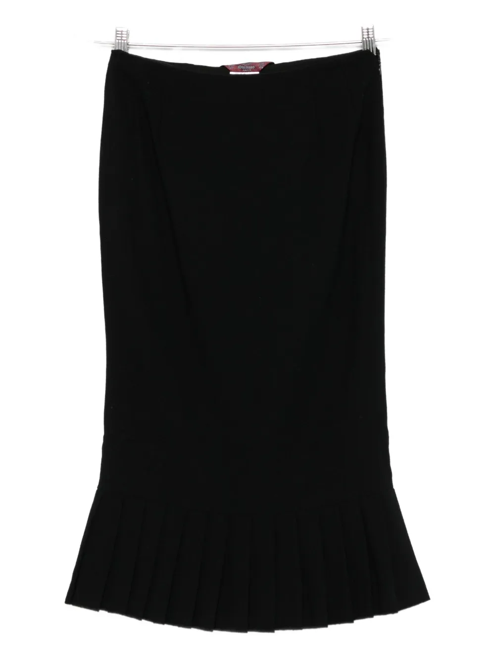 Pre-owned John Galliano 1990s Pleated-hem Midi Skirt In Black