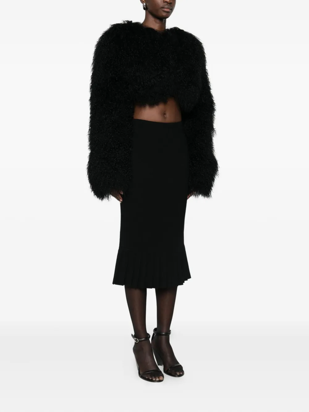 Pre-owned John Galliano 1990s Pleated-hem Midi Skirt In Black