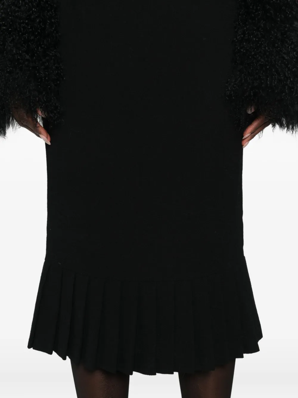 Pre-owned John Galliano 1990s Pleated-hem Midi Skirt In Black