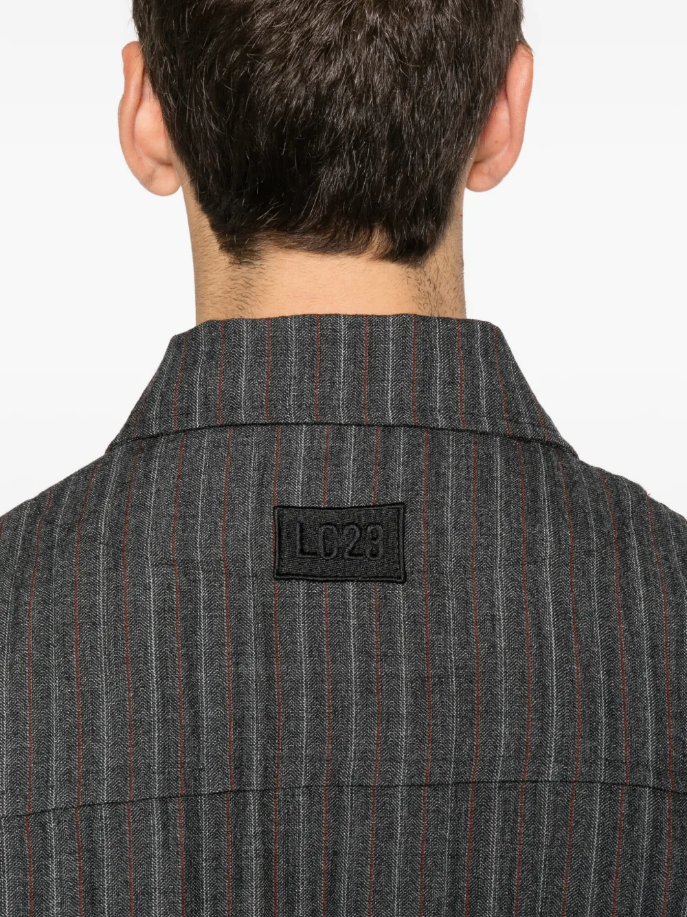 Lc23 Striped Zip-up Jacket In Gray