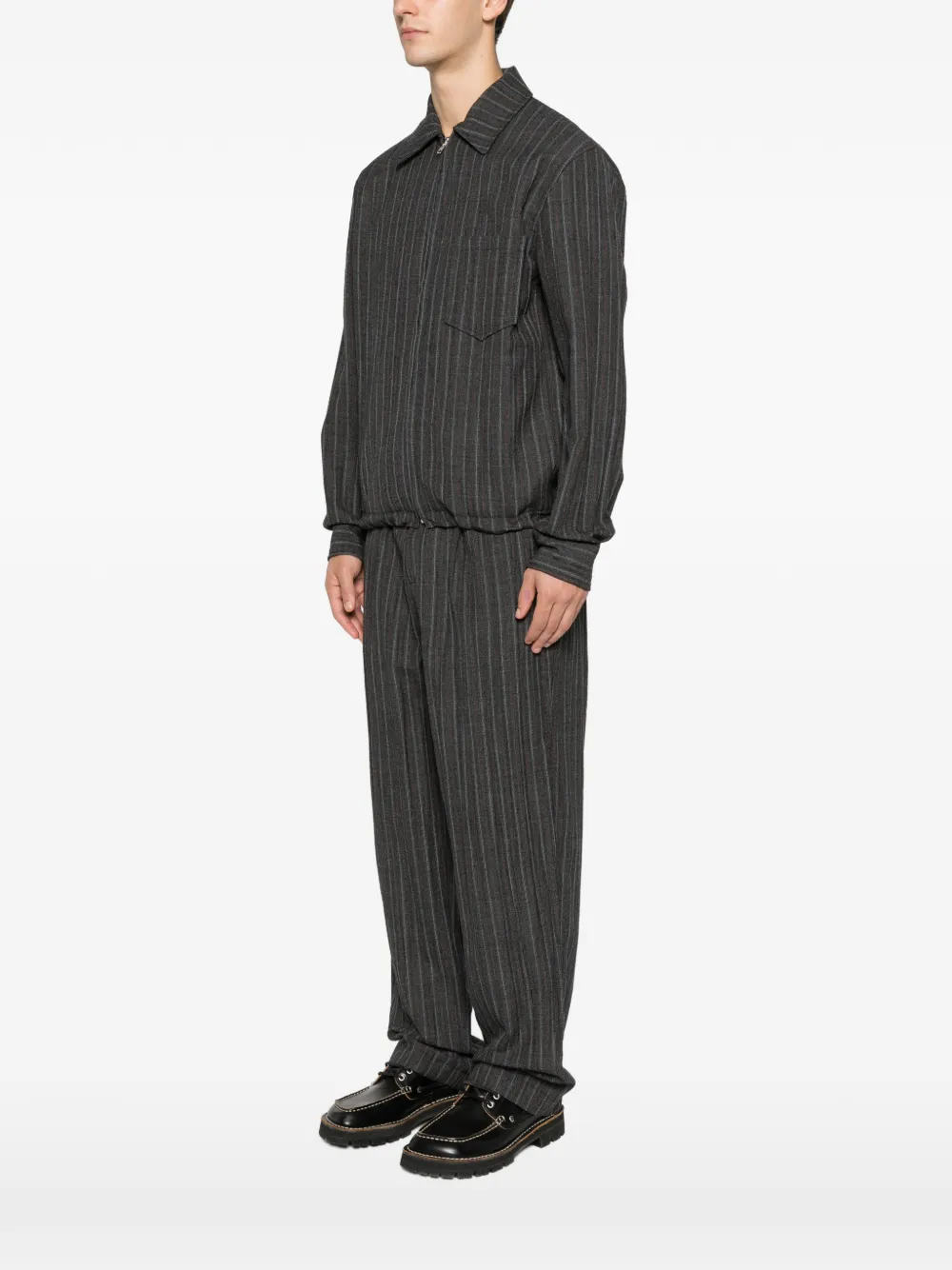 Lc23 Striped Zip-up Jacket In Gray