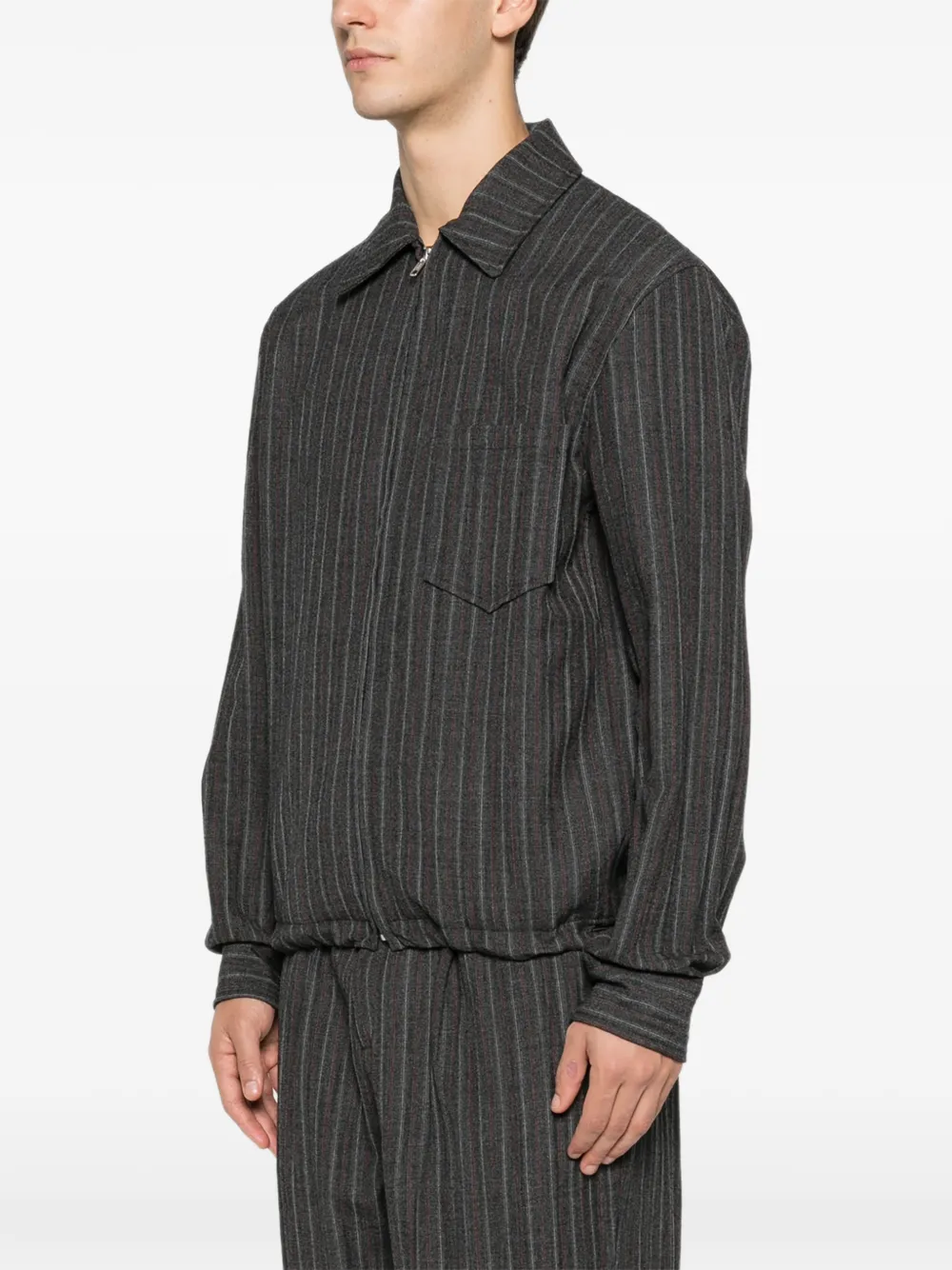 LC23 striped zip-up jacket Grijs