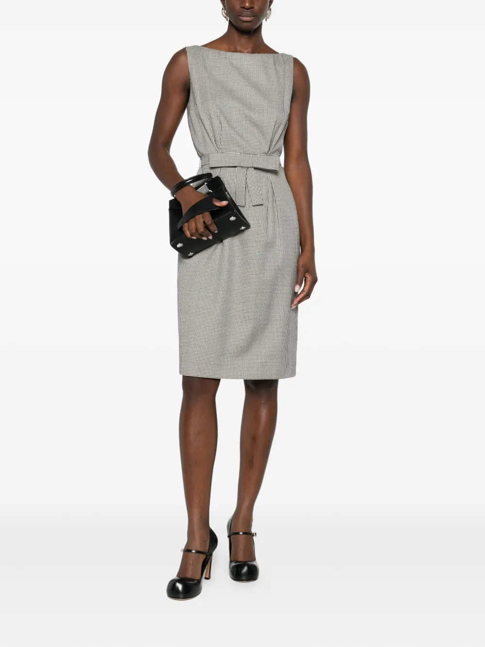 Christian Dior Pre-Owned 2000s mini-jurk met pied-de-poule print en ceintuur - Zwart
