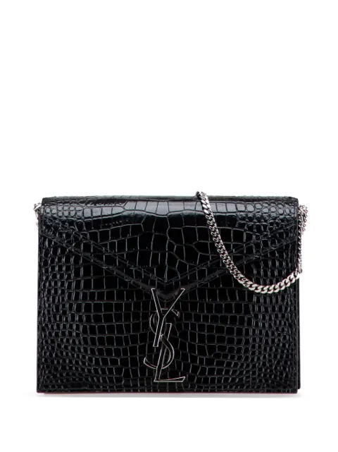 Saint Laurent Pre-Owned 2019 Croc Embossed Leather Monogram Cassandra Clasp Bag crossbody bag
