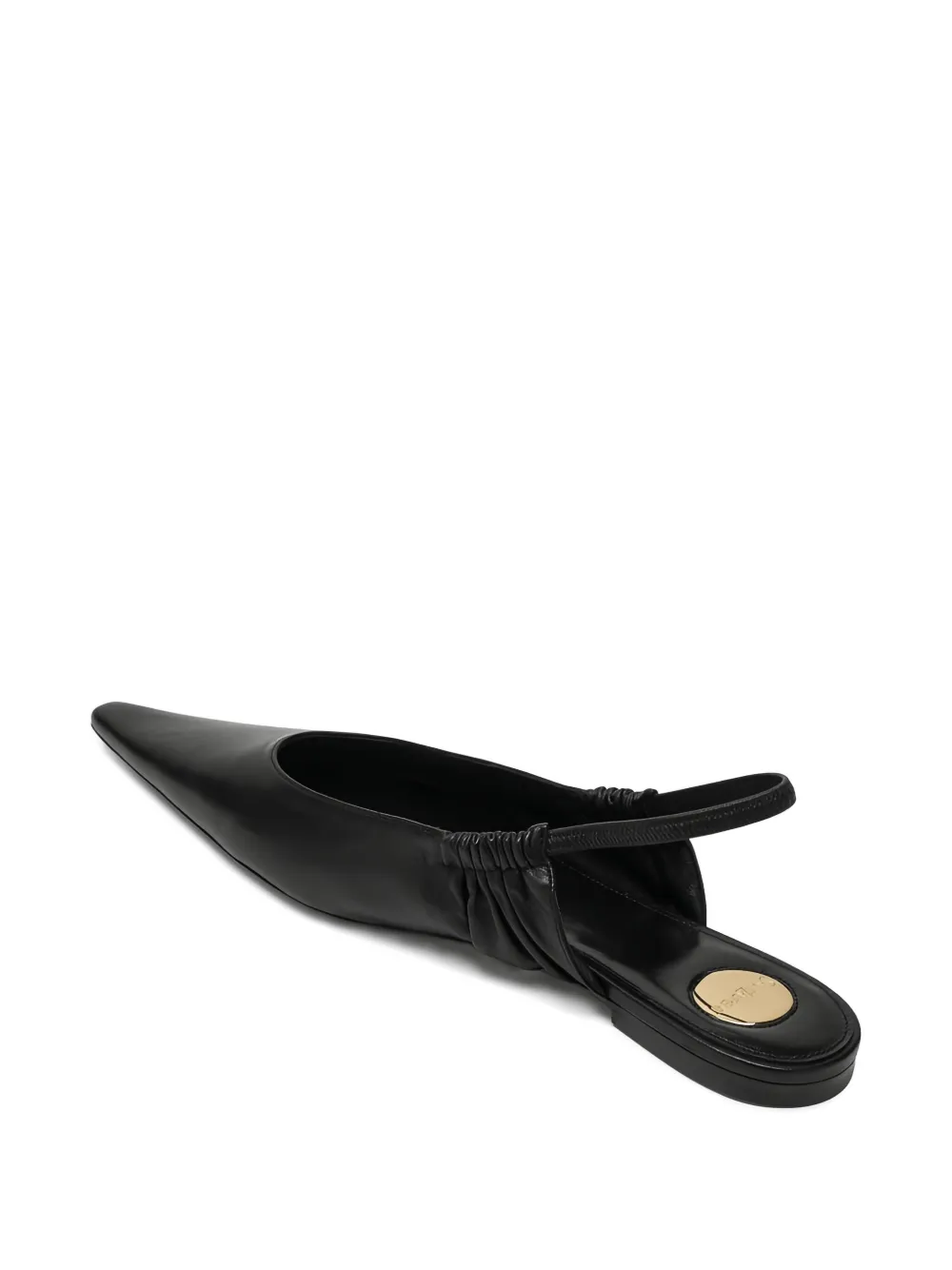 Saint Laurent Biarritz Pointed Ruched Ballet Flats In Black