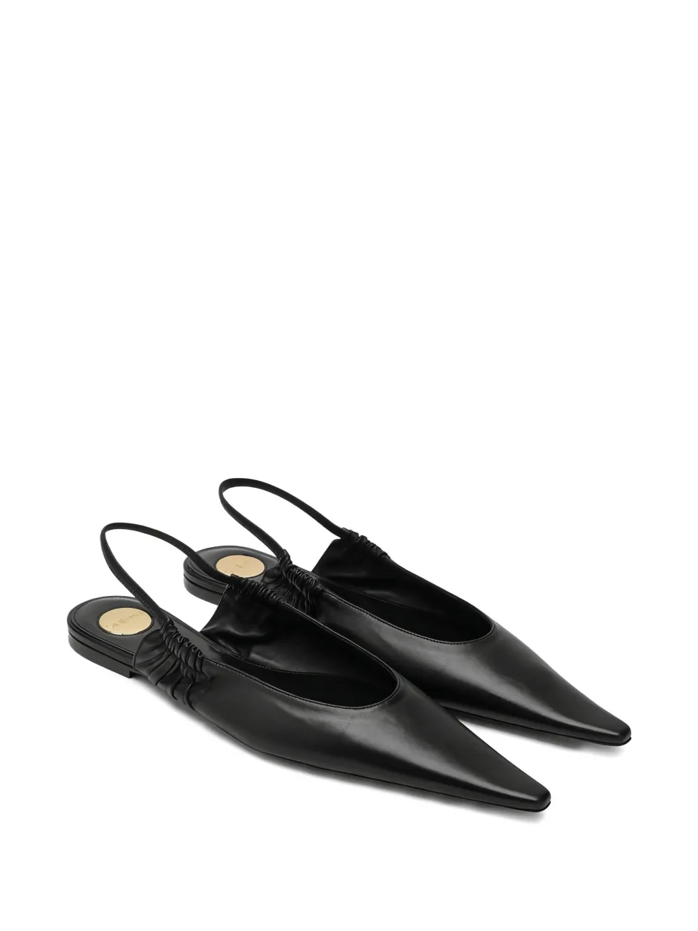 Saint Laurent Biarritz Pointed Ruched Ballet Flats In Black