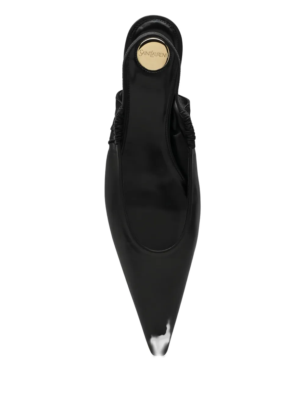 Saint Laurent Biarritz Pointed Ruched Ballet Flats In Black