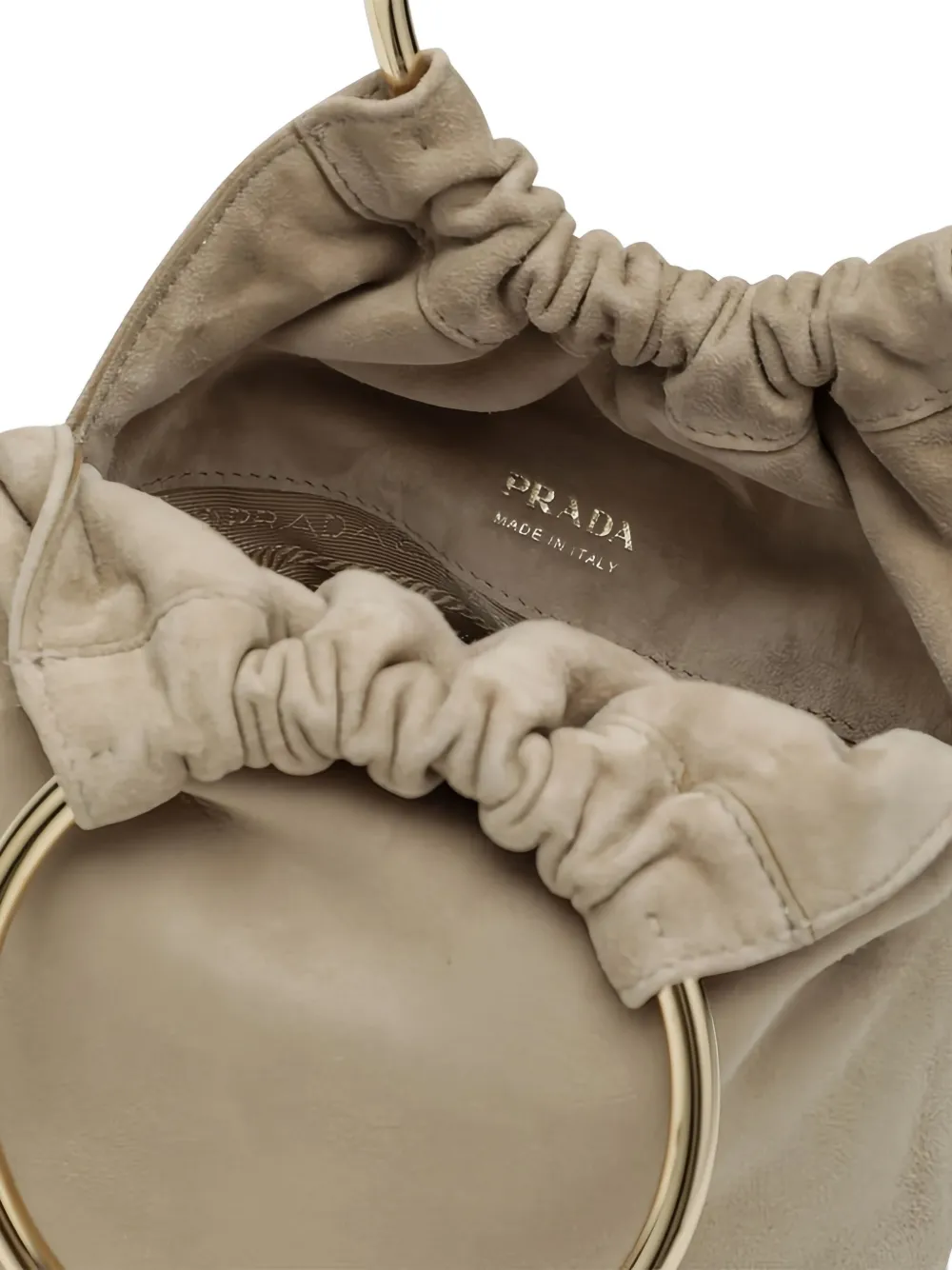 Prada Bucket-tas met handvat met ring Beige
