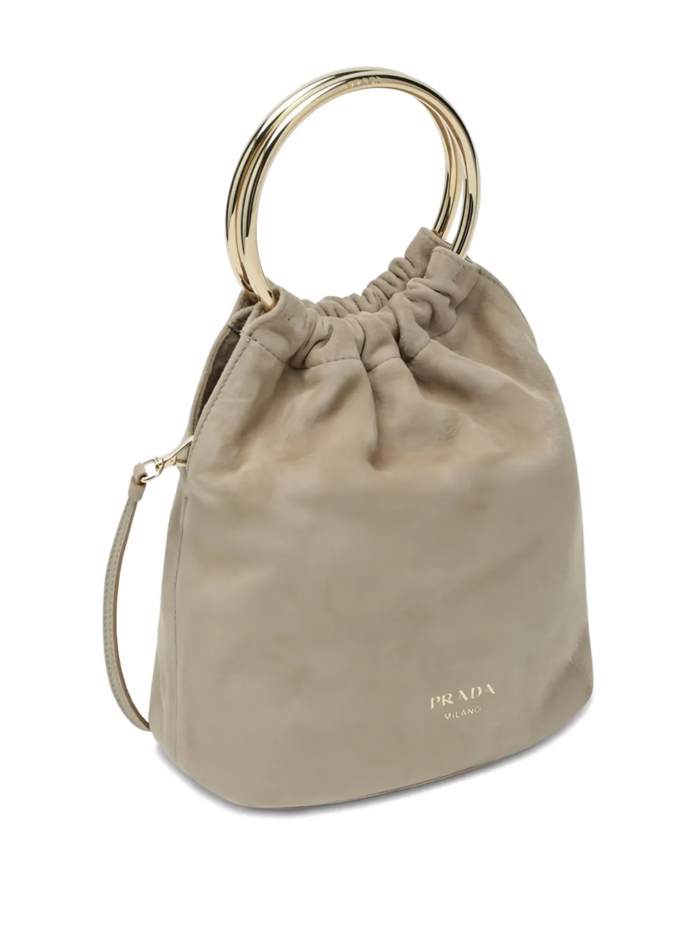 Prada Bucket-tas met handvat met ring Beige