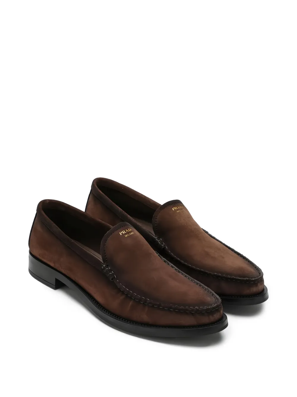 Prada Loafers met logodetail - Bruin