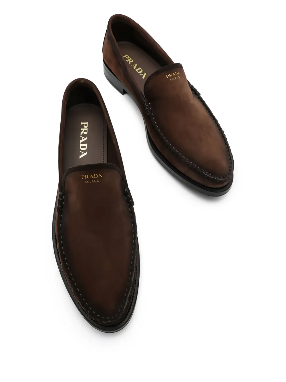Prada Loafers met logodetail Bruin