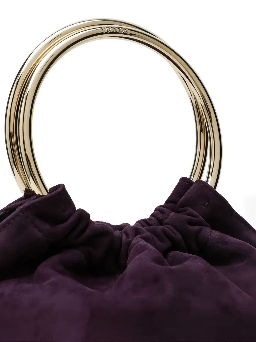 Prada Medium suède bucket-tas met handvat met ring Paars