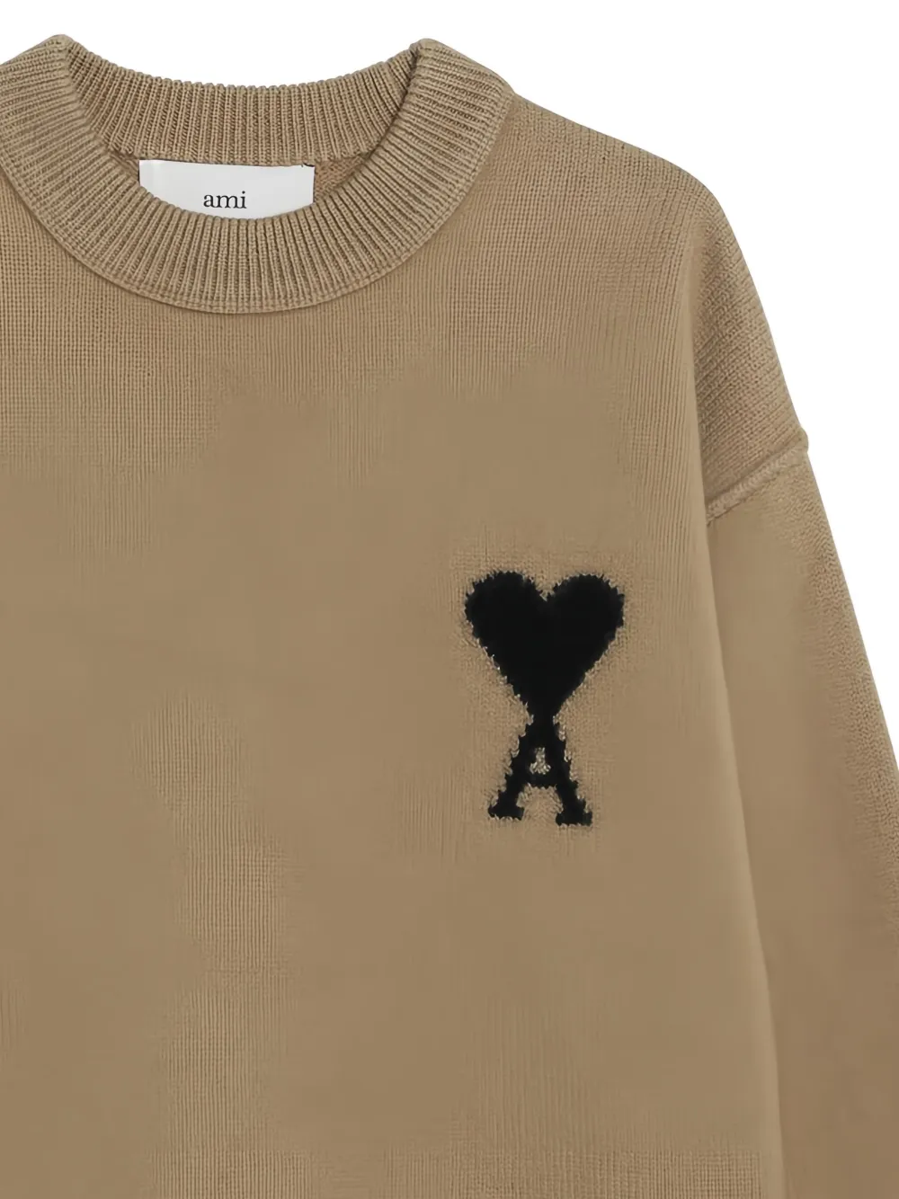 AMI Paris Trui met ronde hals en logo Bruin