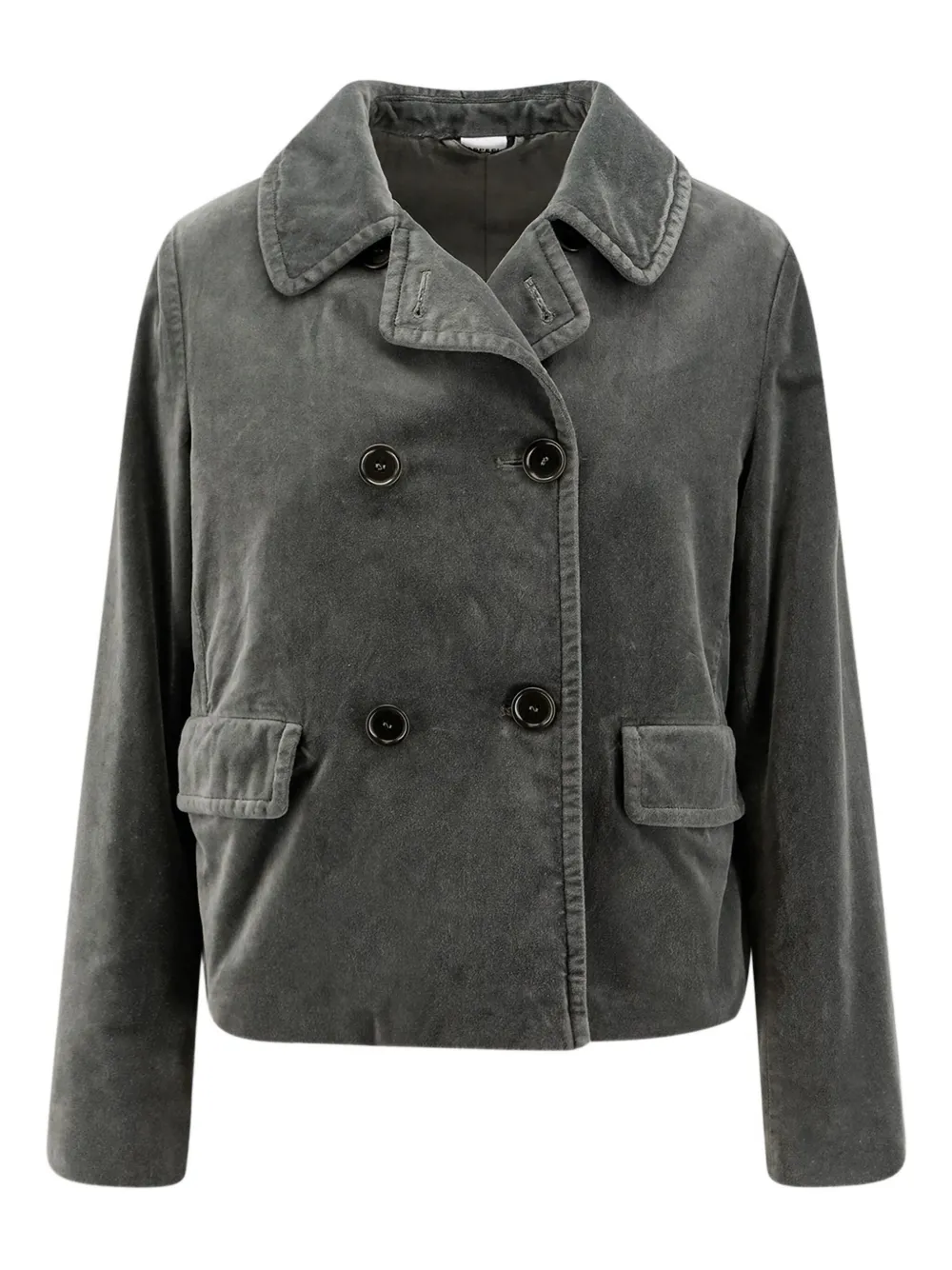 Aspesi Double-breasted Cotton Blazer In Gray